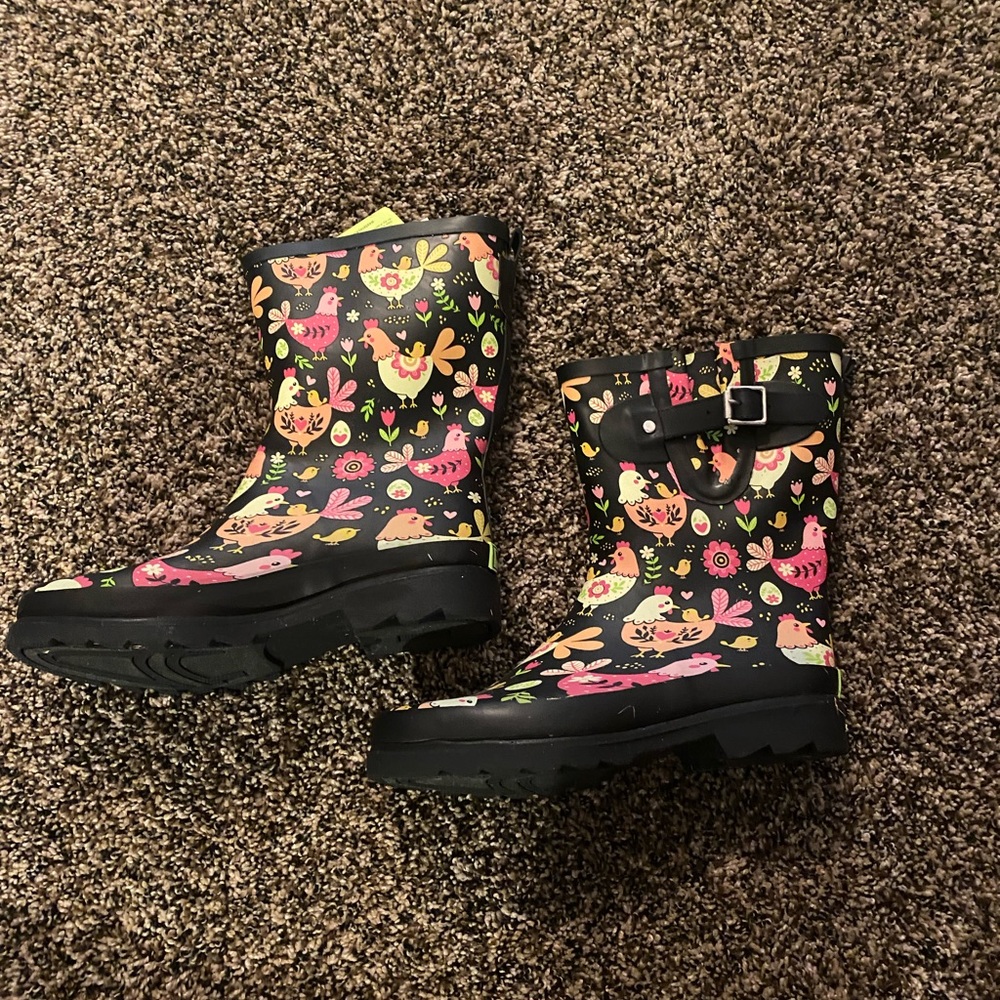 chicken rain boots